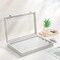 Earring Organizer Tray Box, Grey Beige Velvet Earring Jewelry Display Storage Tray Case with Transparent Glass Lid for Home Drawer or Shop Selling